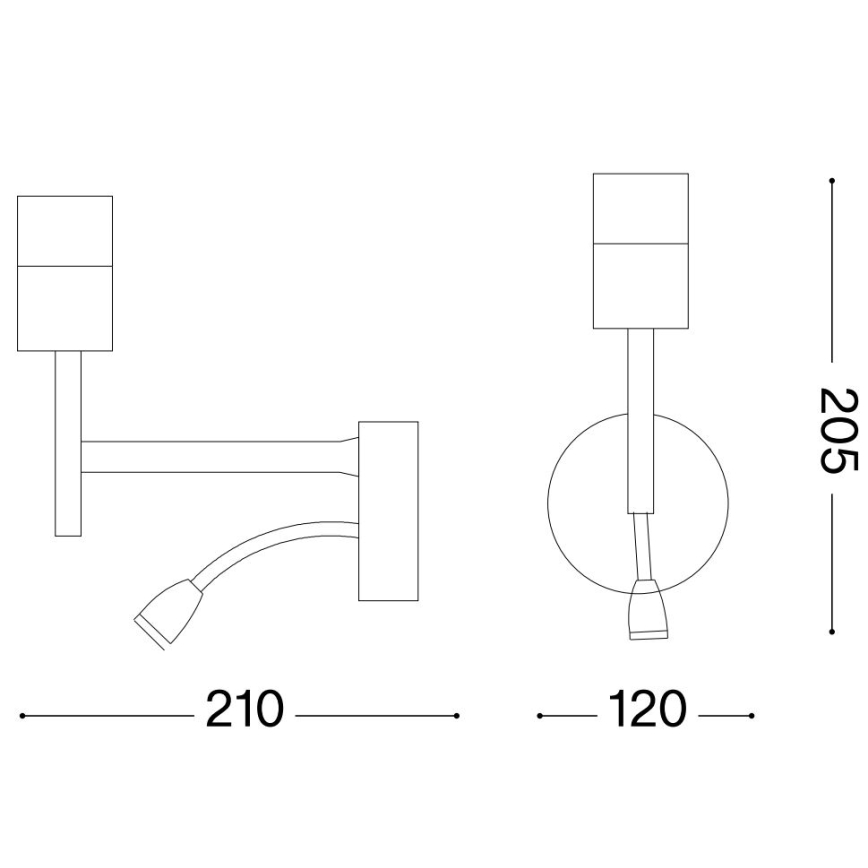 Ideal Lux - LED Elastyczna lampa z mocowaniem SET UP 1xE27/42W + LED/3W/230V CRI 90 USB czarny