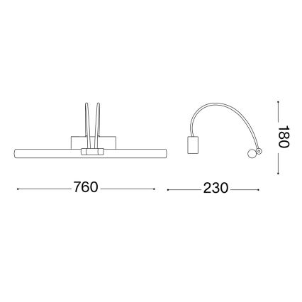 Ideal Lux - LED Kinkiet galeryjka BOW LED/8W/230V 76 cm CRI 90 złoty