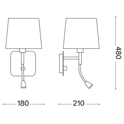 Ideal Lux - LED Elastyczny kinkiet NORDIK 1xE14/40W + LED/1,5W/230V