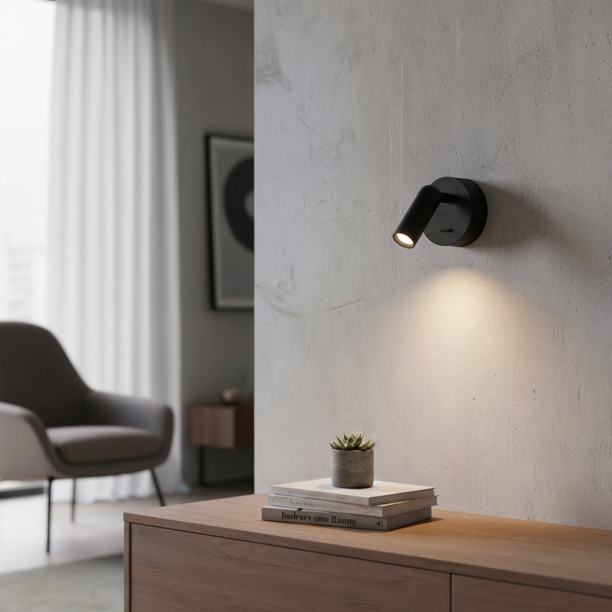 Ideal Lux - LED Kinkiet punktowy BEAN LED/3W/230V CRI 90 czarny