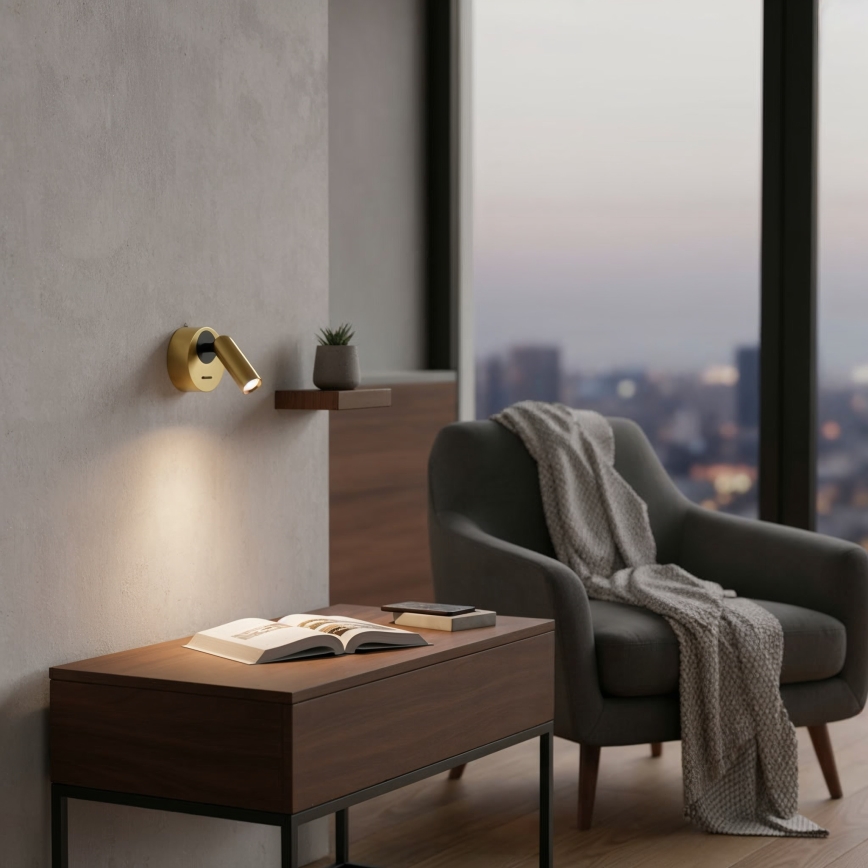 Ideal Lux - LED Kinkiet punktowy BEAN LED/3W/230V CRI 90 mosiądz