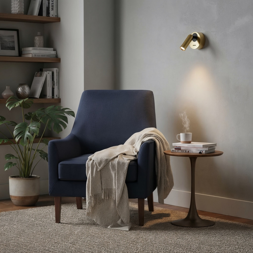 Ideal Lux - LED Kinkiet punktowy BEAN LED/3W/230V CRI 90 mosiądz