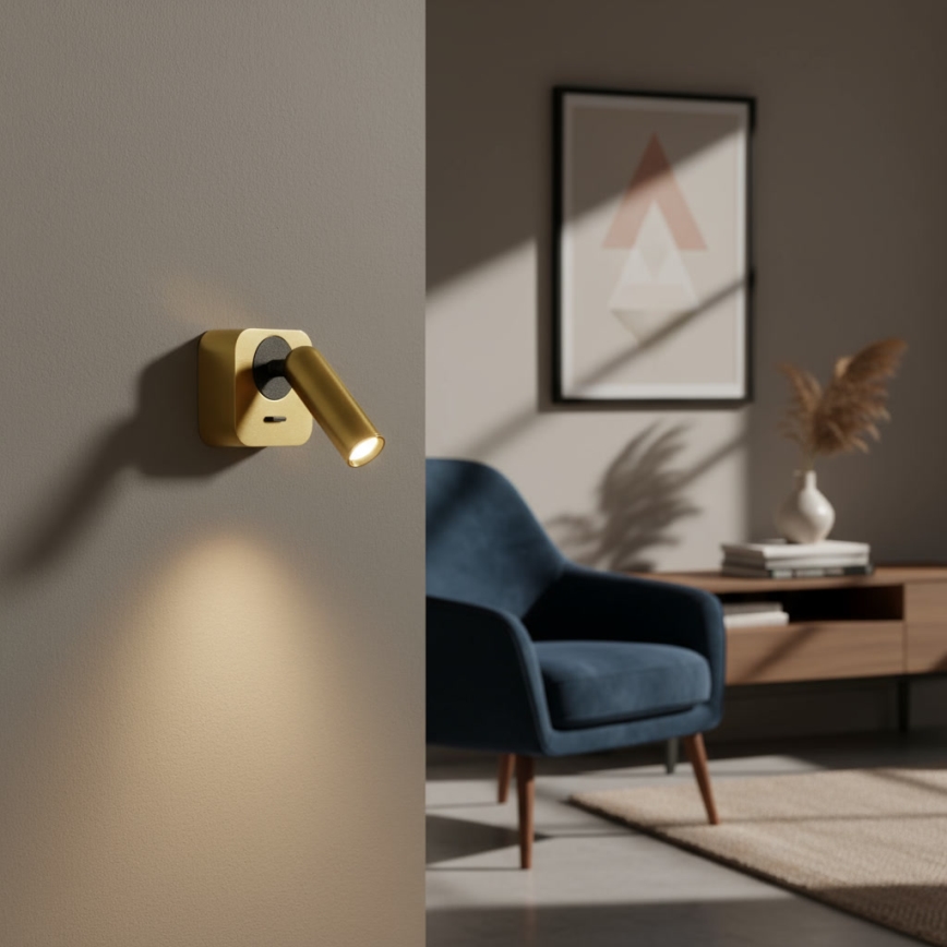 Ideal Lux - LED Kinkiet punktowy BEAN LED/3W/230V CRI 90 złoty