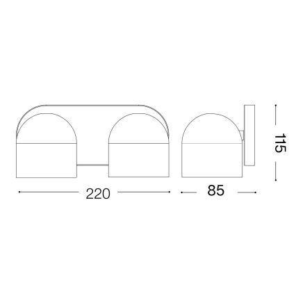 Ideal Lux - LED Kinkiet punktowy DODO 2xGX53/9W/230V czarny