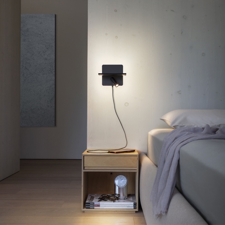 Ideal Lux - LED kinkiet punktowy PIANO LED/10W/230V CRI 90 USB czarny