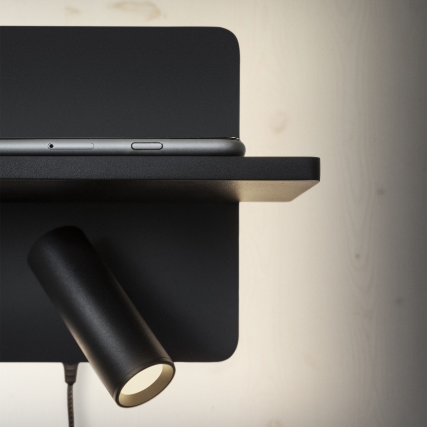 Ideal Lux - LED kinkiet punktowy PIANO LED/10W/230V CRI 90 USB czarny