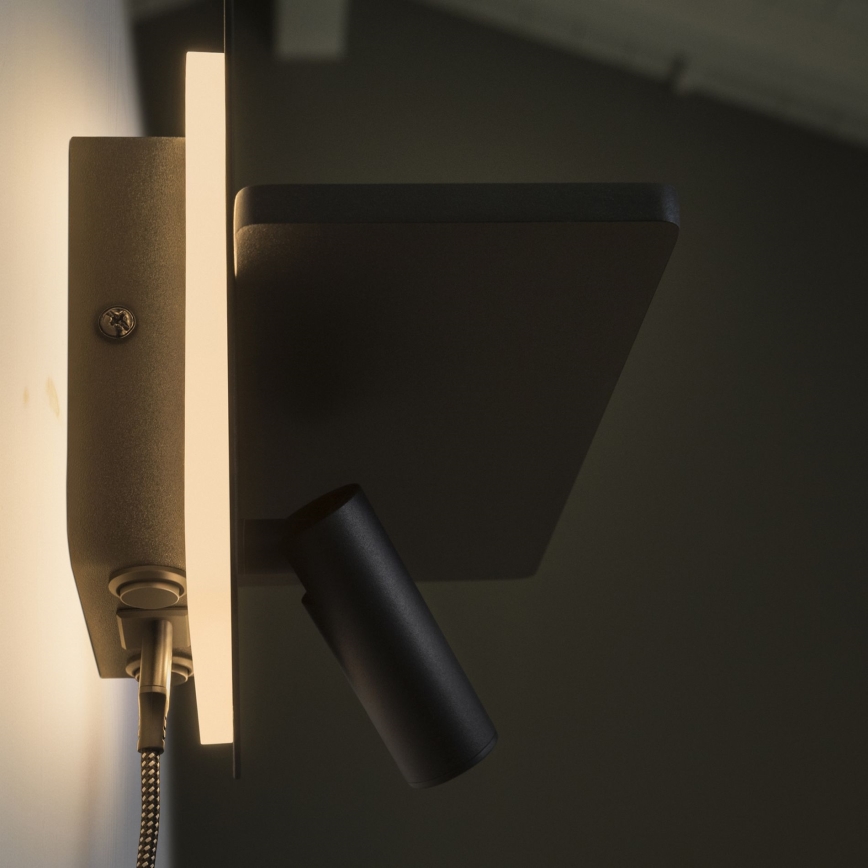 Ideal Lux - LED kinkiet punktowy PIANO LED/10W/230V CRI 90 USB czarny