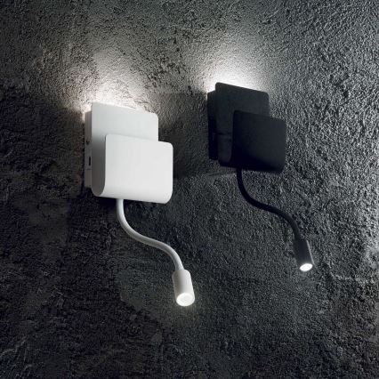 Ideal Lux - LED Kinkiet punktowy z elastyczny lampičkou PROBE LED/9,5W/230V USB CRI 90 biały