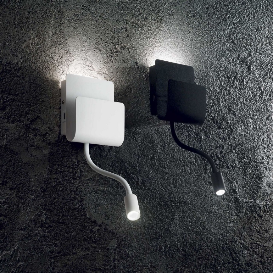 Ideal Lux - LED Kinkiet punktowy z elastyczny lampičkou PROBE LED/9,5W/230V USB CRI 90 biały
