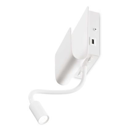 Ideal Lux - LED Kinkiet punktowy z elastyczny lampičkou PROBE LED/9,5W/230V USB CRI 90 biały