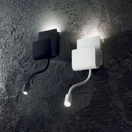 Ideal Lux - LED Kinkiet punktowy z elastyczną lampką PROBE LED/9,5W/230V USB CRI 90 czarny