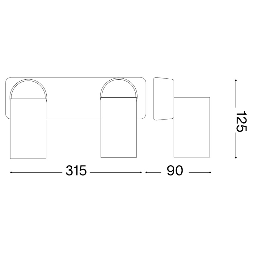 Ideal Lux - LED kinkiet punktowy RUDY 2xGU10/7W/230V CRI 90 czarny