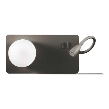 Ideal Lux - LED Kinkiet z elastyczną lampką BOOK 1xG9/28W + LED/3W/230V USB czarny