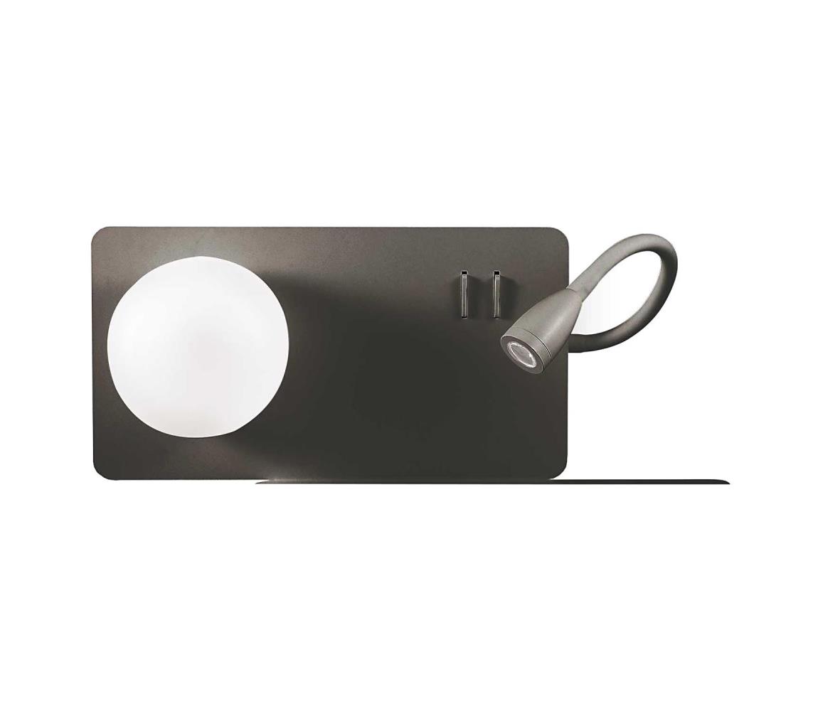 Ideal Lux - LED Kinkiet z lampką BOOK 1xG9/28W + LED/3W/230V czarny