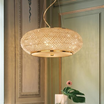 Ideal Lux - LED kryształowy żyrandol na lince PASHA 14xE14/40W/230V śr. 65 cm złoty