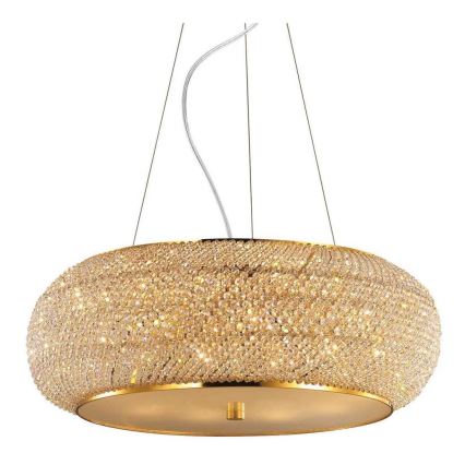 Ideal Lux - LED kryształowy żyrandol na lince PASHA 14xE14/40W/230V śr. 65 cm złoty