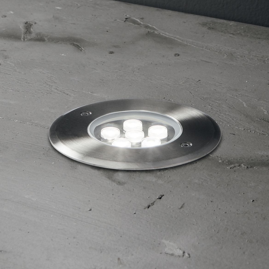 Ideal Lux - LED Lampa najazdowa FLOOR LED/6W/230V śr. 12 cm CRI 90 IP67 chrom błyszczący