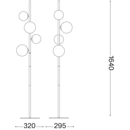 Ideal Lux - LED Lampa podłogowa PERLAGE 4xG9/3W/230V czarny/dymny