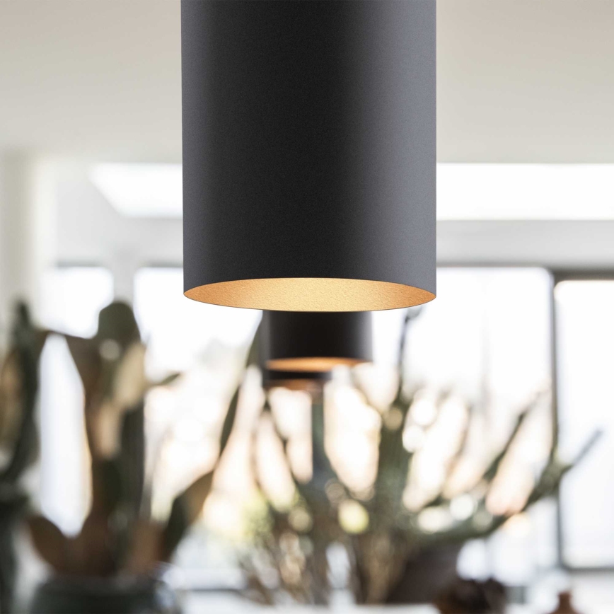 Ideal Lux - LED lampa wisząca na lince LOOK 1xGU10/7W/230V, CRI 90, średnica 6 cm, czarna