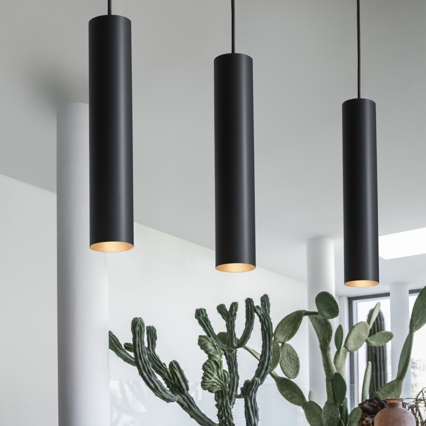 Ideal Lux - LED lampa wisząca na lince LOOK 1xGU10/7W/230V, CRI 90, średnica 6 cm, czarna