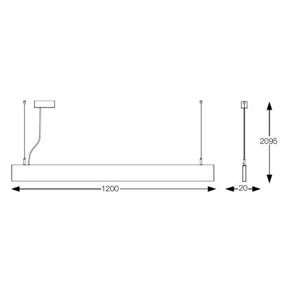 Ideal Lux - LED Lampa wisząca na lince STEEL LED/29W/230V 3000K CRI 90 120 cm biała