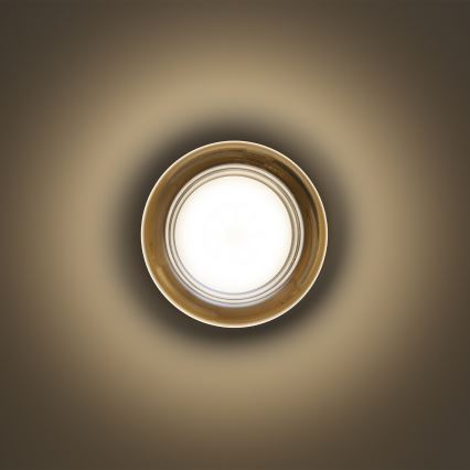 Ideal Lux - LED plafon łazienkowy LOLLY 1xGX53/9W/230V, śr. 10,5 cm, IP44, złoty/przydymiony beżowy