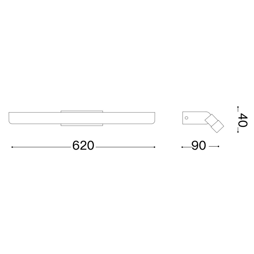 Ideal Lux - LED Łazienkowe oświetlenie lustra RIFLESSO LED/16W/230V 62 cm CRI 90 IP54 czarny