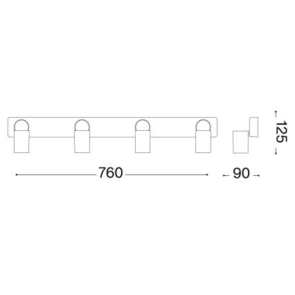 Ideal Lux - LED Oświetlenie punktowe RUDY 4xGU10/7W/230V CRI 90 czarne