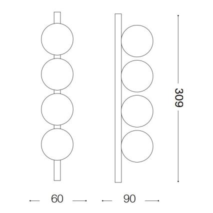 Ideal Lux - LED Plafon PING PONG 4xLED/3W/230V CRI 90 czarny