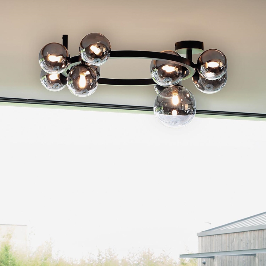 Ideal Lux - LED przysufitowy żyrandol PERLAGE 10xG9/3W/230V Ø 70 cm czarny/dymiony