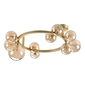 Ideal Lux - LED Przysufitowy żyrandol PERLAGE 10xG9/3W/230V śr. 70 cm złoty/dymny beż