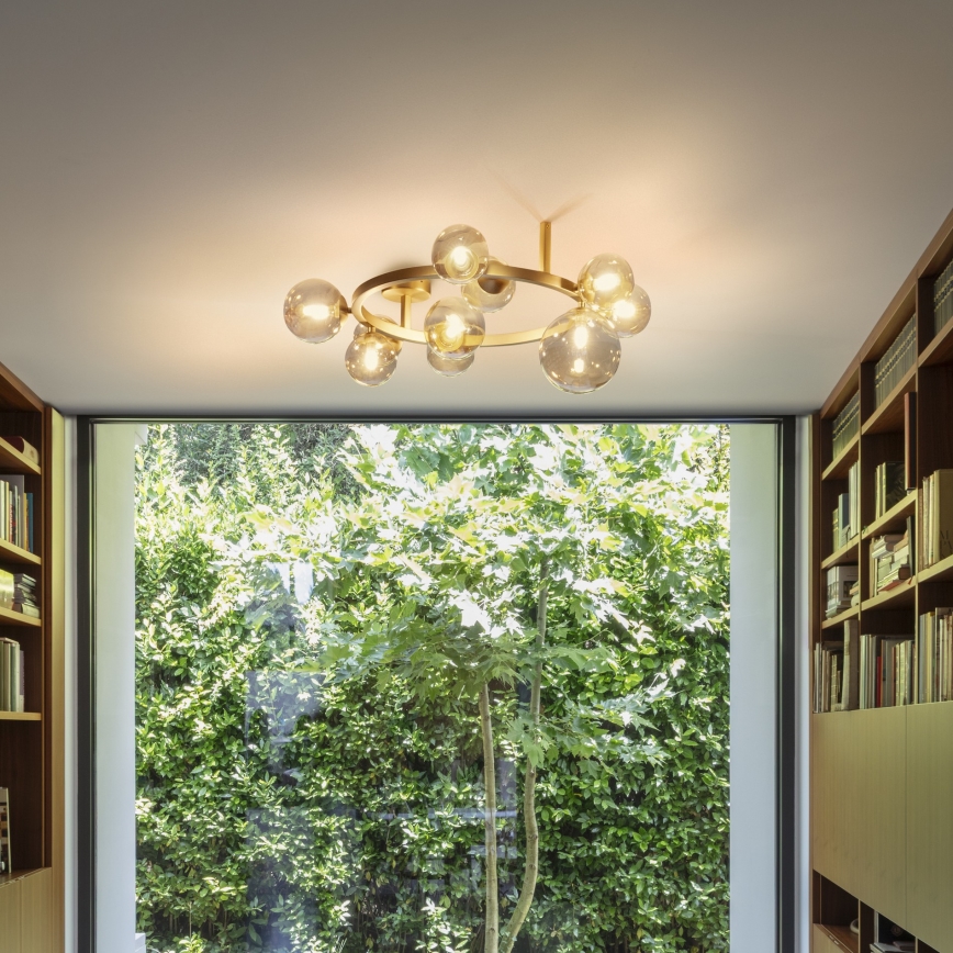 Ideal Lux - LED Przysufitowy żyrandol PERLAGE 10xG9/3W/230V śr. 70 cm złoty/dymny beż