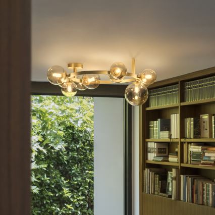 Ideal Lux - LED Przysufitowy żyrandol PERLAGE 10xG9/3W/230V śr. 70 cm złoty/dymny beż