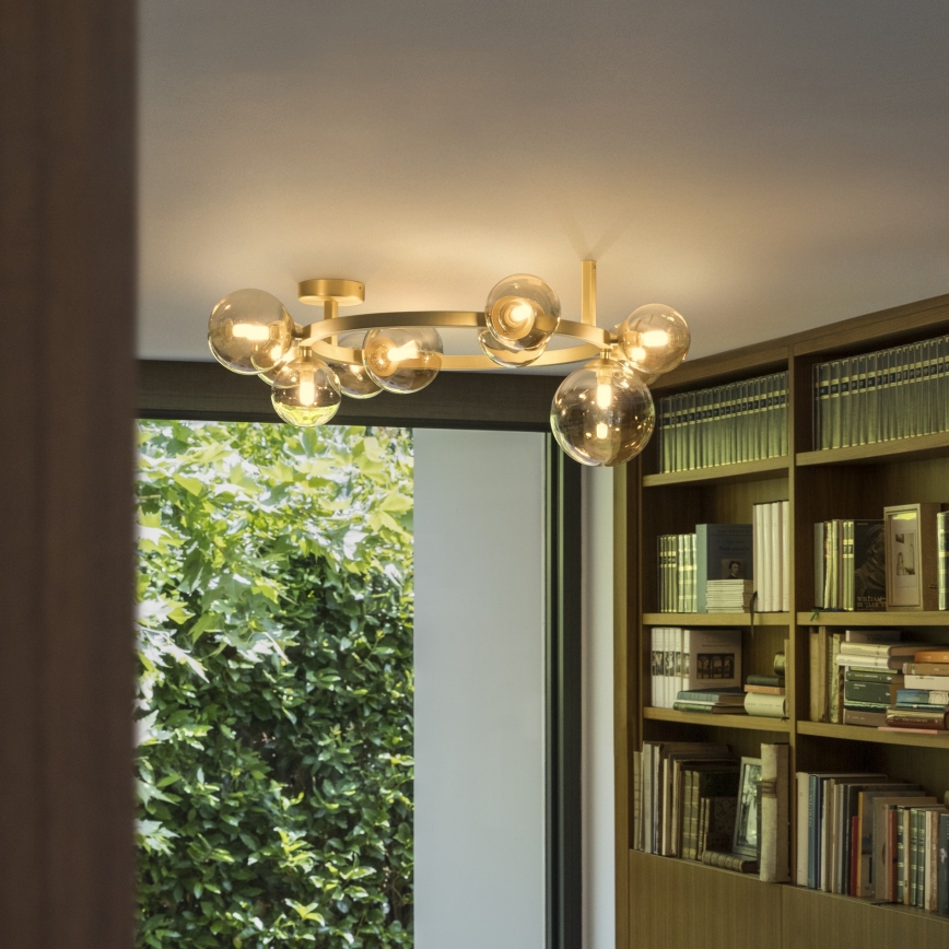 Ideal Lux - LED Przysufitowy żyrandol PERLAGE 10xG9/3W/230V śr. 70 cm złoty/dymny beż