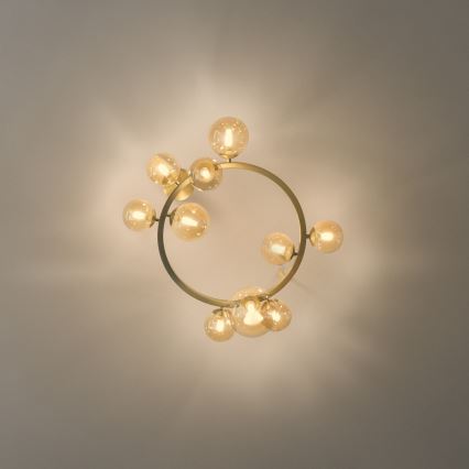 Ideal Lux - LED Przysufitowy żyrandol PERLAGE 10xG9/3W/230V śr. 70 cm złoty/dymny beż