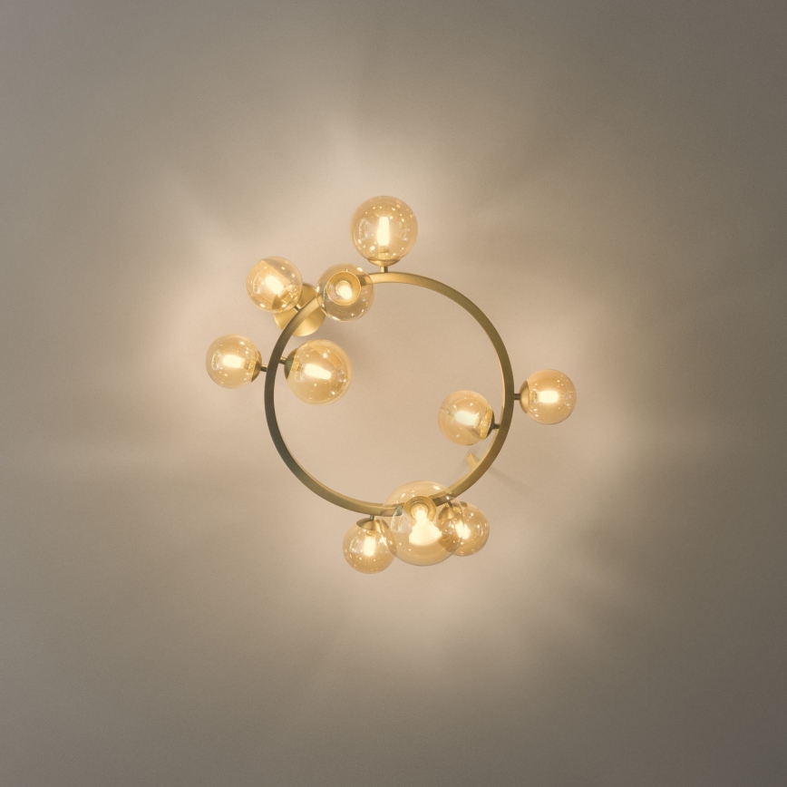 Ideal Lux - LED Przysufitowy żyrandol PERLAGE 10xG9/3W/230V śr. 70 cm złoty/dymny beż