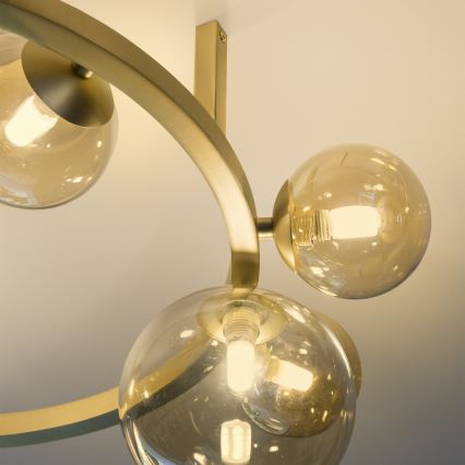 Ideal Lux - LED Przysufitowy żyrandol PERLAGE 10xG9/3W/230V śr. 70 cm złoty/dymny beż