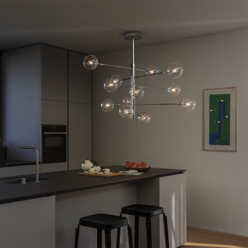 Ideal Lux - LED Żyrandol EQUINOXE 12xG4/2W/230V śr. 124 cm chrom błyszczący/przezroczysty