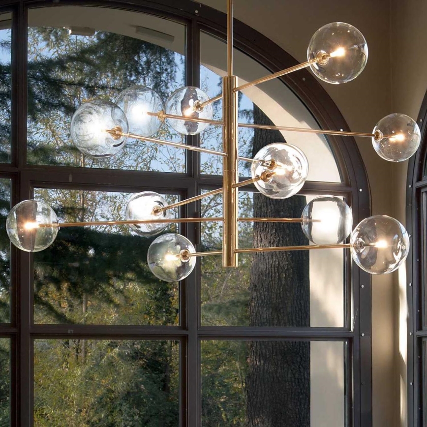 Ideal Lux - LED Żyrandol EQUINOXE 12xG4/2W/230V śr. 124 cm mosiądz/przezroczysty