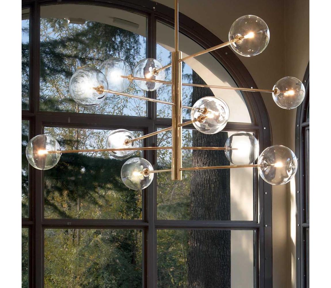 Ideal Lux - LED Żyrandol EQUINOXE 12xG4/2W/230V śr. 124 cm mosiądz/przezroczysty