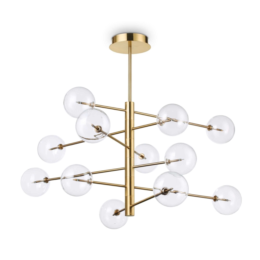 Ideal Lux - LED Żyrandol EQUINOXE 12xG4/2W/230V śr. 124 cm mosiądz/przezroczysty
