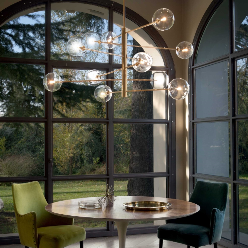 Ideal Lux - LED Żyrandol EQUINOXE 12xG4/2W/230V śr. 124 cm mosiądz/przezroczysty