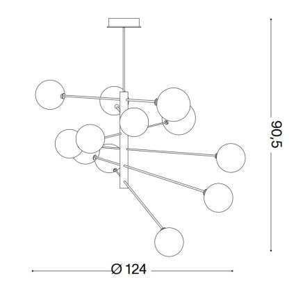 Ideal Lux - LED Żyrandol EQUINOXE 12xG4/2W/230V śr. 124 cm mosiądz/przezroczysty