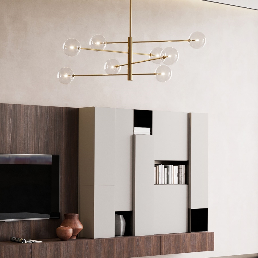 Ideal Lux - LED Żyrandol EQUINOXE 8xG4/2W/230V śr. 128 cm mosiądz/przezroczysty
