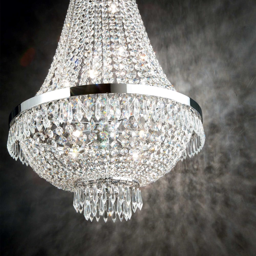 Ideal Lux - LED Żyrandol kryształowy na łańcuchu CAESAR 12xG9/3W/230V śr. 55 cm chrom błyszczący