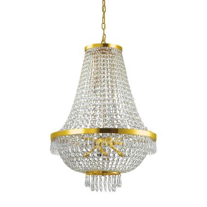 Ideal Lux - LED Żyrandol kryształowy na łańcuchu CAESAR 12xG9/3W/230V śr. 55 cm złoty