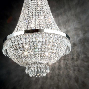 Ideal Lux - LED Żyrandol kryształowy na łańcuchu CAESAR 9xG9/3W/230V śr. 45 cm chrom błyszczący