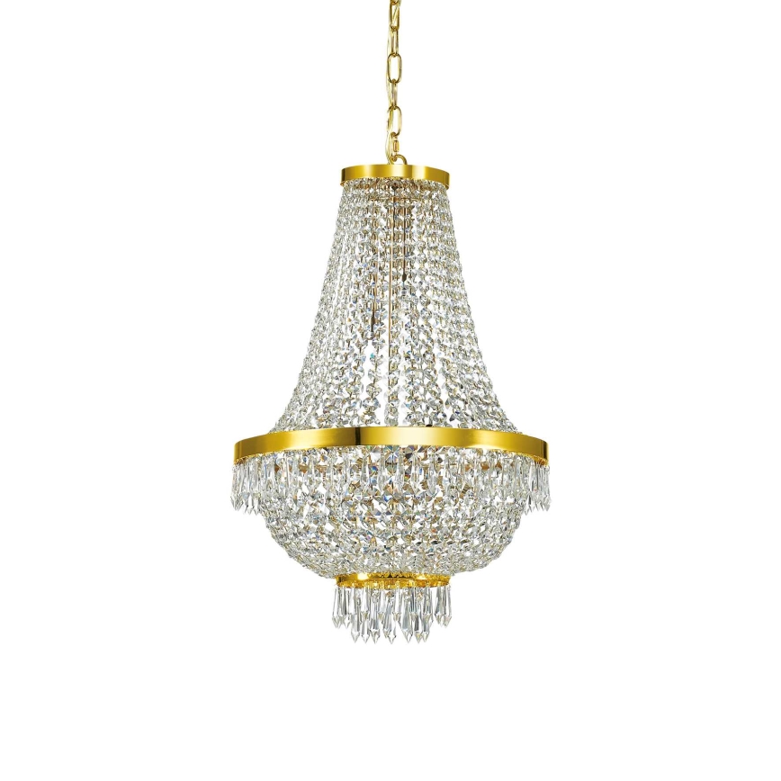 Ideal Lux - LED Żyrandol kryształowy na łańcuchu CAESAR 9xG9/3W/230V śr. 45 cm złoty