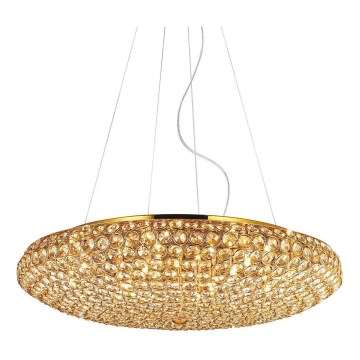 Ideal Lux - LED Żyrandol kryształowy na lince KING 12xG9/3W/230V śr. 65 cm złoty