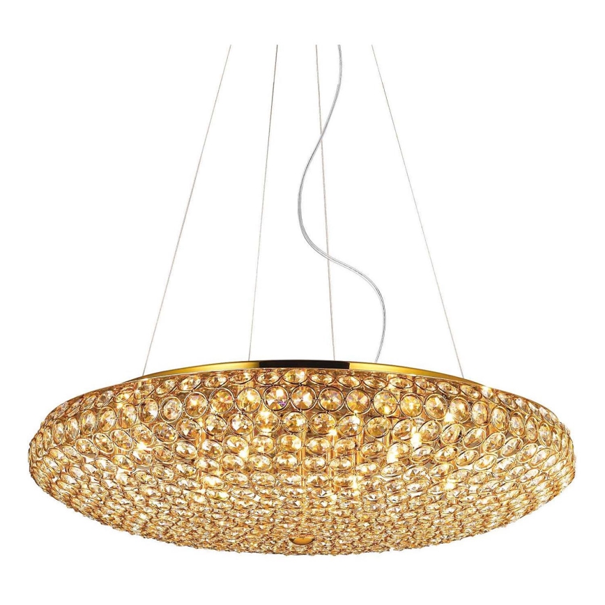 Ideal Lux - LED Żyrandol kryształowy na lince KING 12xG9/3W/230V śr. 65 cm złoty